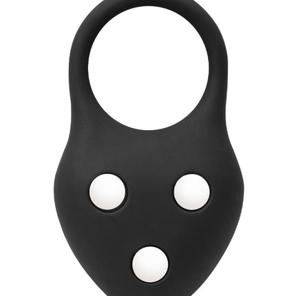 Rimba – Siliconen Ball Stretcher met Drie Metalen Kogeltjes - 110 gr - Zwart-Erotiekvoordeel.nl