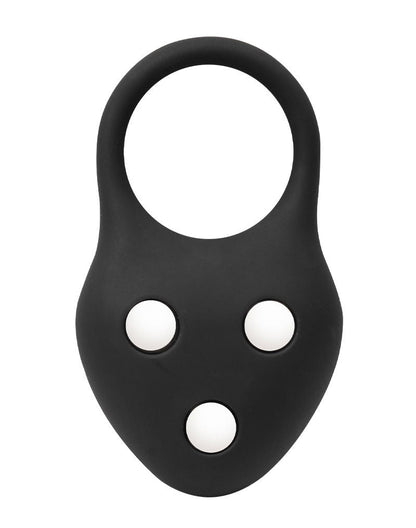 Rimba – Siliconen Ball Stretcher met Drie Metalen Kogeltjes - 110 gr - Zwart-Erotiekvoordeel.nl
