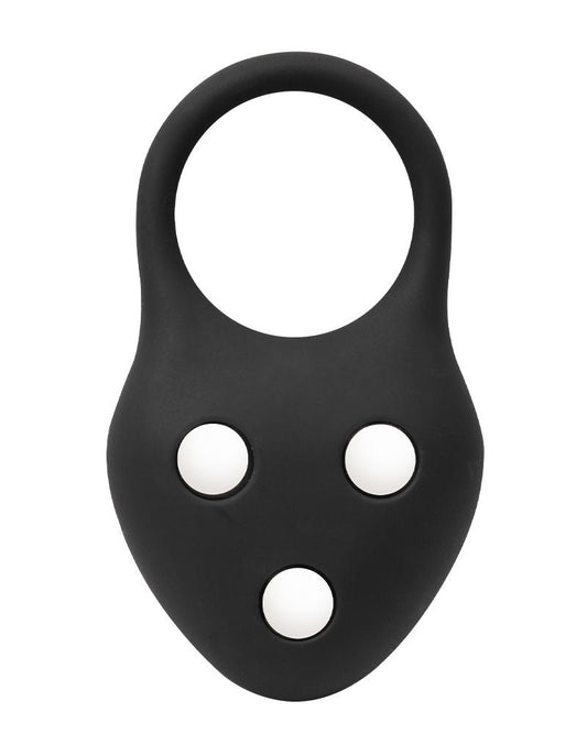 Rimba – Siliconen Ball Stretcher met Drie Metalen Kogeltjes - 110 gr - Zwart-Erotiekvoordeel.nl