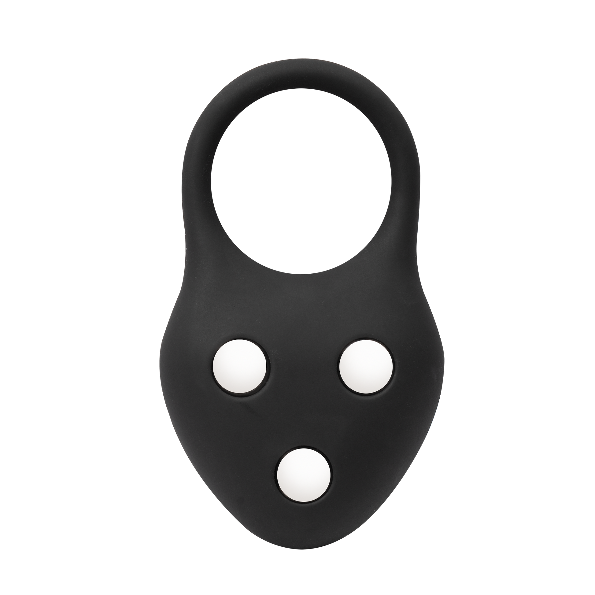 Rimba – Siliconen Ball Stretcher met Drie Metalen Kogeltjes - 110 gr - Zwart-Erotiekvoordeel.nl