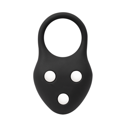 Rimba – Siliconen Ball Stretcher met Drie Metalen Kogeltjes - 110 gr - Zwart-Erotiekvoordeel.nl