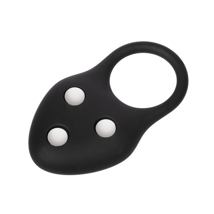 Rimba – Siliconen Ball Stretcher met Drie Metalen Kogeltjes - 110 gr - Zwart-Erotiekvoordeel.nl