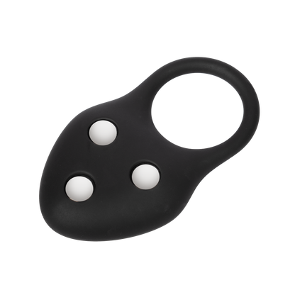 Rimba – Siliconen Ball Stretcher met Drie Metalen Kogeltjes - 110 gr - Zwart-Erotiekvoordeel.nl