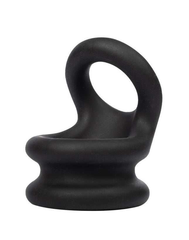 Rimba Bondage Play – Siliconen Cockring & Ballstretcher 2 in 1 - Zwart-Rimbastore.com