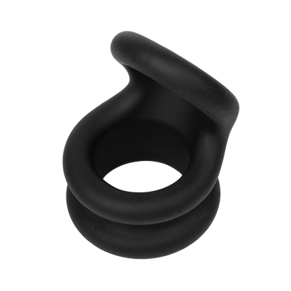 Rimba Bondage Play – Siliconen Cockring & Ballstretcher 2 in 1 - Zwart-Erotiekvoordeel.nl