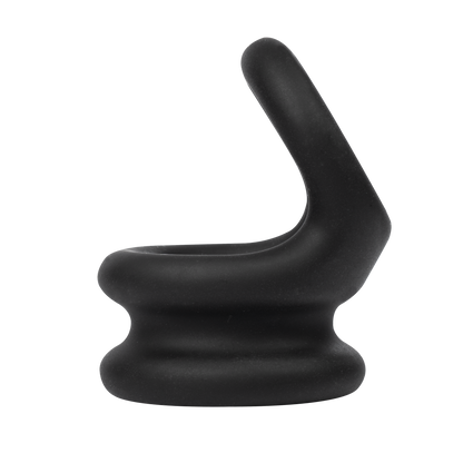 Rimba Bondage Play – Siliconen Cockring & Ballstretcher 2 in 1 - Zwart-Erotiekvoordeel.nl