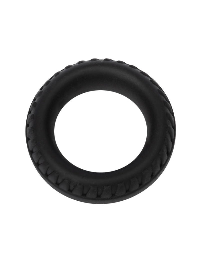 Rimba Bondage Play – Siliconen Cockring met Bandenmotief - Zwart-Rimbastore.com