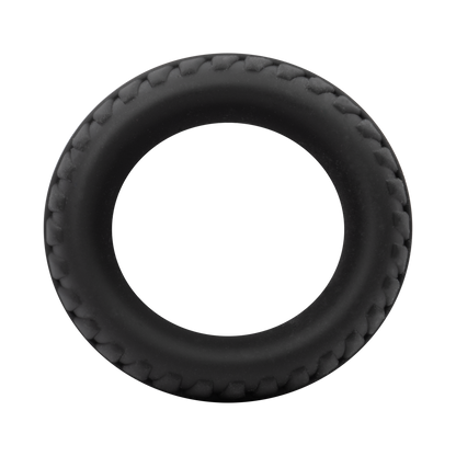 Rimba Bondage Play – Siliconen Cockring met Bandenmotief - Zwart-Rimbastore.com