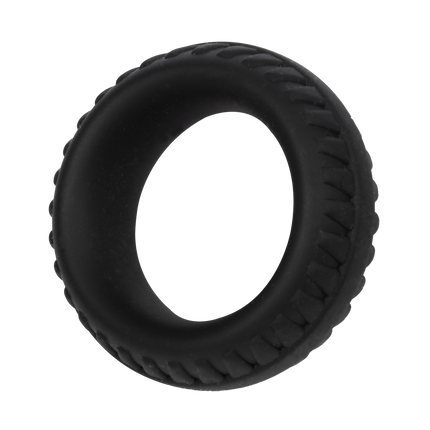 Rimba Bondage Play – Siliconen Cockring met Bandenmotief - Zwart-Rimbastore.com