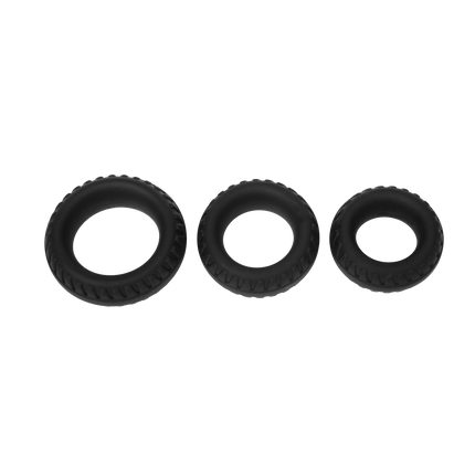 Rimba Bondage Play – Siliconen Cockring met Bandenmotief - Zwart-Rimbastore.com