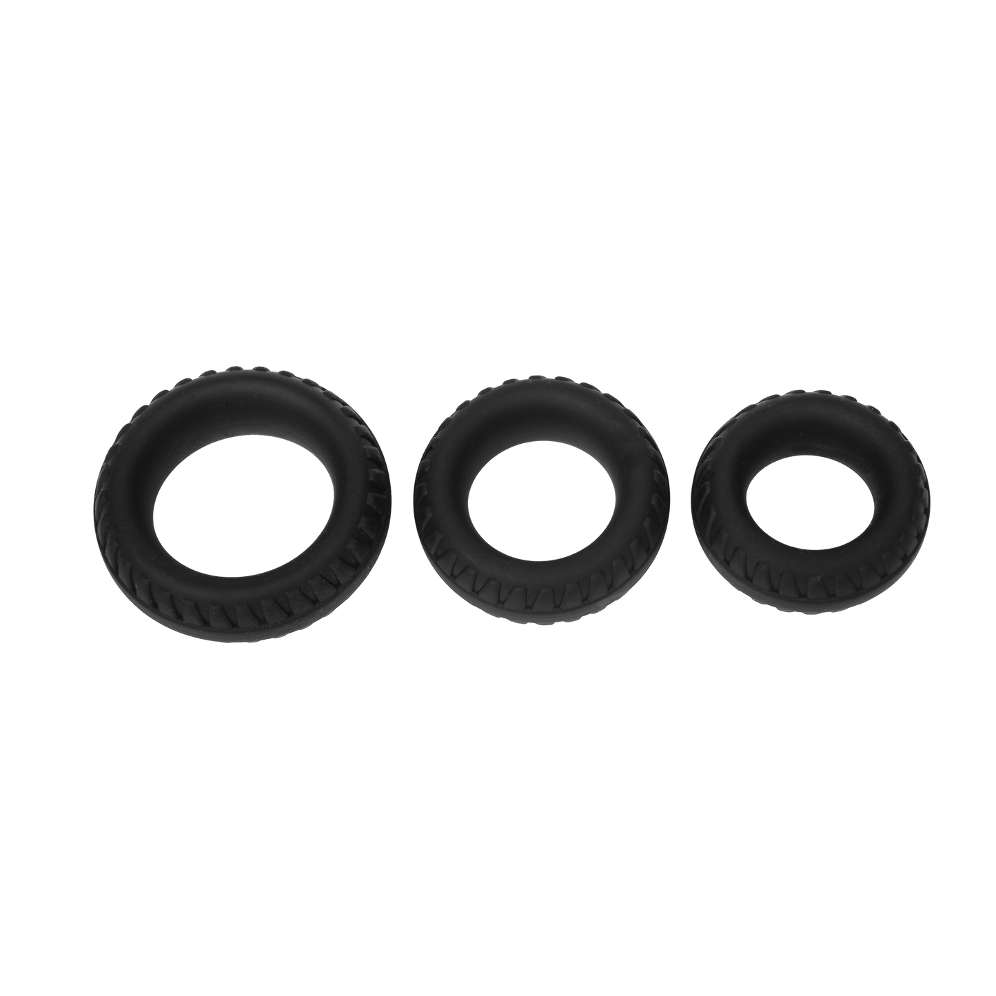 Rimba Bondage Play – Siliconen Cockring met Bandenmotief - Zwart-Rimbastore.com