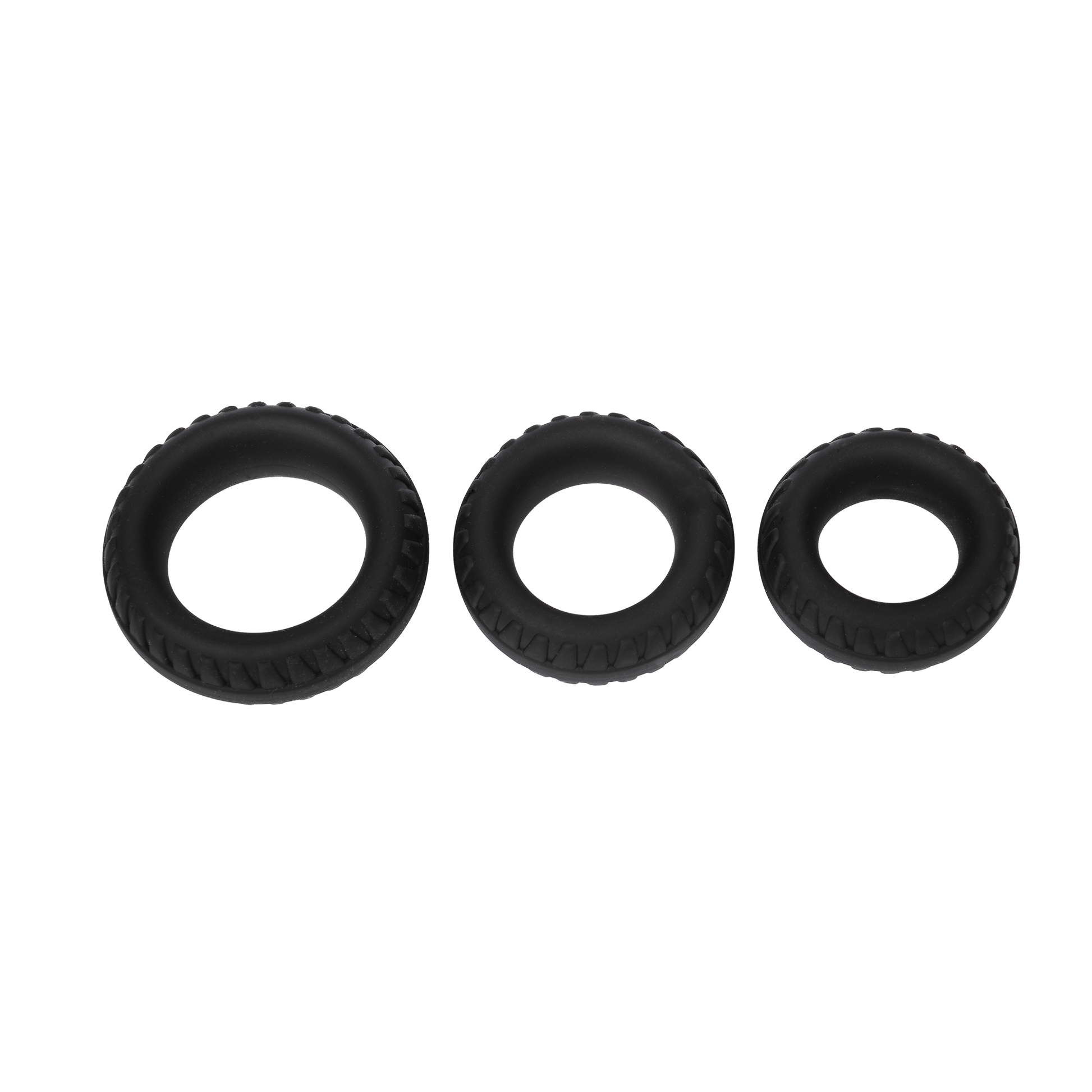 Rimba Bondage Play – Siliconen Cockring met Bandenmotief - Zwart-Rimbastore.com