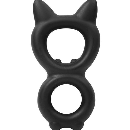 Rimba - Siliconen Kitty 8-vormige Cockring - Zwart-Erotiekvoordeel.nl