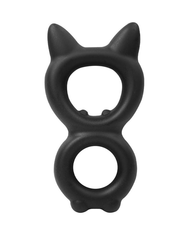 Rimba - Siliconen Kitty 8-vormige Cockring - Zwart-Erotiekvoordeel.nl