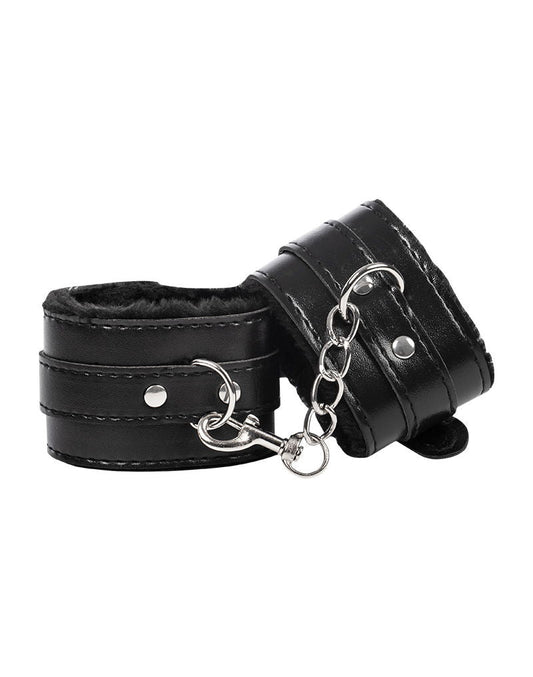 TieMeUp - Boeien imitatieleder - Zachte bontvoering - Zwart-Erotiekvoordeel.nl