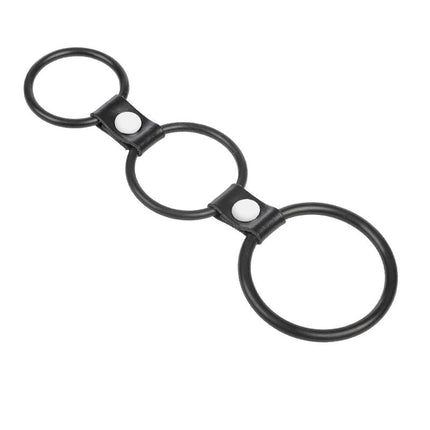 Rimba - Triple Cockring Rubber - Zwart-Erotiekvoordeel.nl