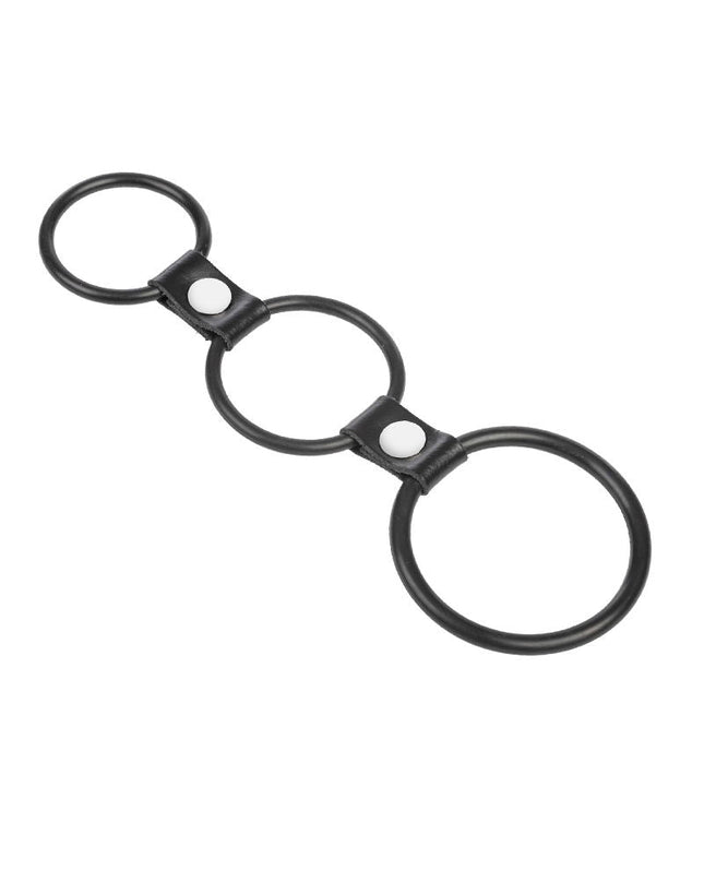 Rimba - Triple Cockring Rubber - Zwart-Erotiekvoordeel.nl
