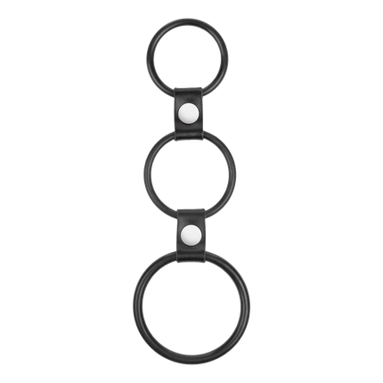 Rimba - Triple Cockring Rubber - Zwart-Erotiekvoordeel.nl