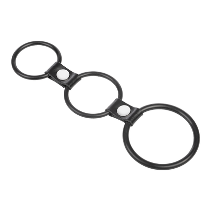 Rimba - Triple Cockring Rubber - Zwart-Erotiekvoordeel.nl