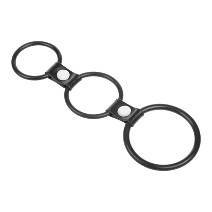 Rimba - Triple Cockring Rubber - Zwart-Erotiekvoordeel.nl