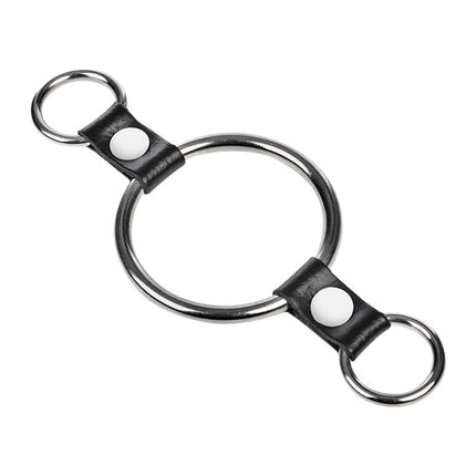 Rimba - Penisring met bevestigingsringen - Zilver & Zwart-Rimbastore.com