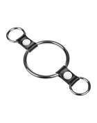 Rimba - Penisring met bevestigingsringen - Zilver & Zwart-Rimbastore.com