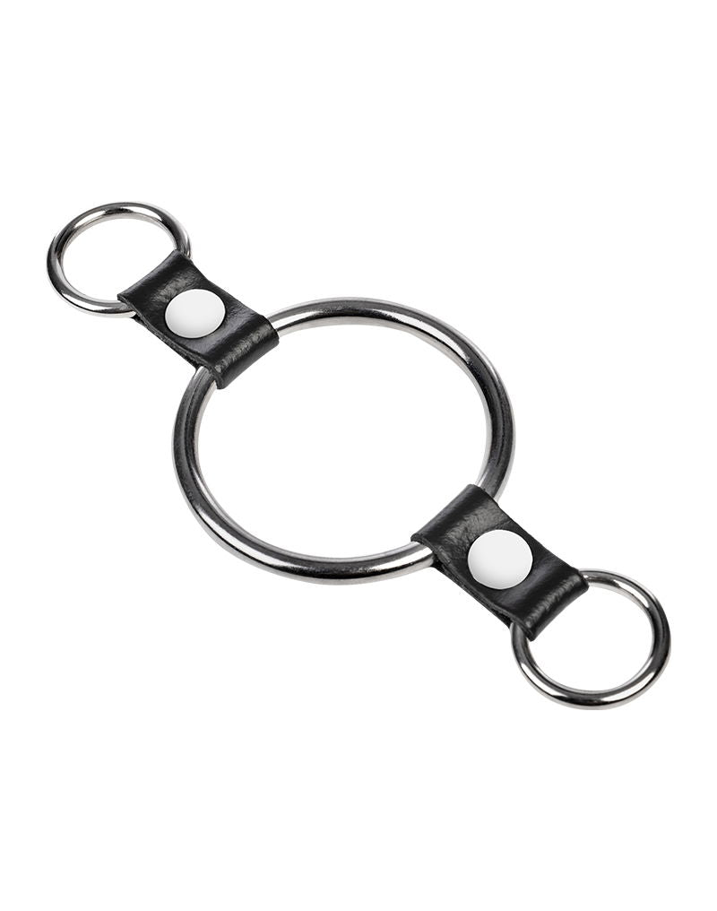 Rimba - Penisring met bevestigingsringen - Zilver & Zwart-Rimbastore.com