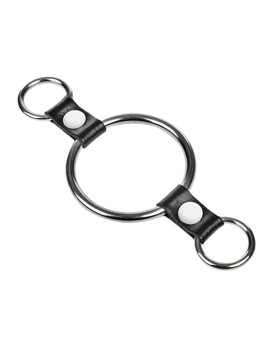Rimba - Penisring met bevestigingsringen - Zilver & Zwart-Rimbastore.com