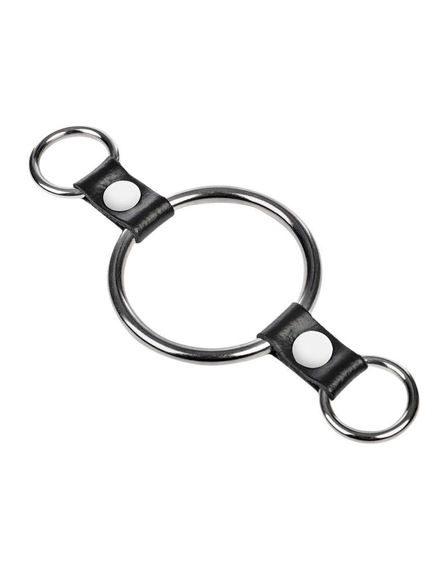 Rimba - Penisring met bevestigingsringen - Zilver & Zwart-Rimbastore.com