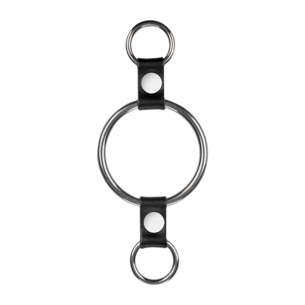 Rimba - Penisring met bevestigingsringen - Zilver & Zwart-Rimbastore.com