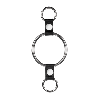 Rimba - Penisring met bevestigingsringen - Zilver & Zwart-Rimbastore.com