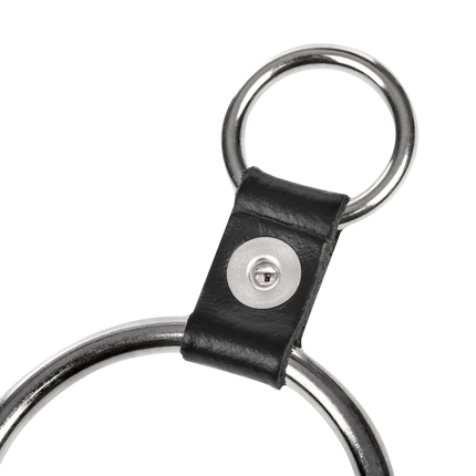 Rimba - Penisring met bevestigingsringen - Zilver & Zwart-Rimbastore.com