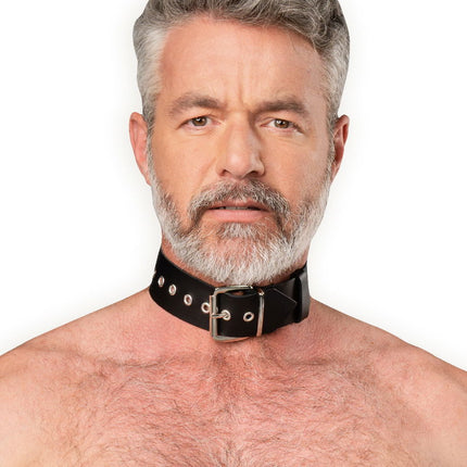 Rimba - Lederen Collar met Metalen Gesp - Zwart-Rimbastore.com