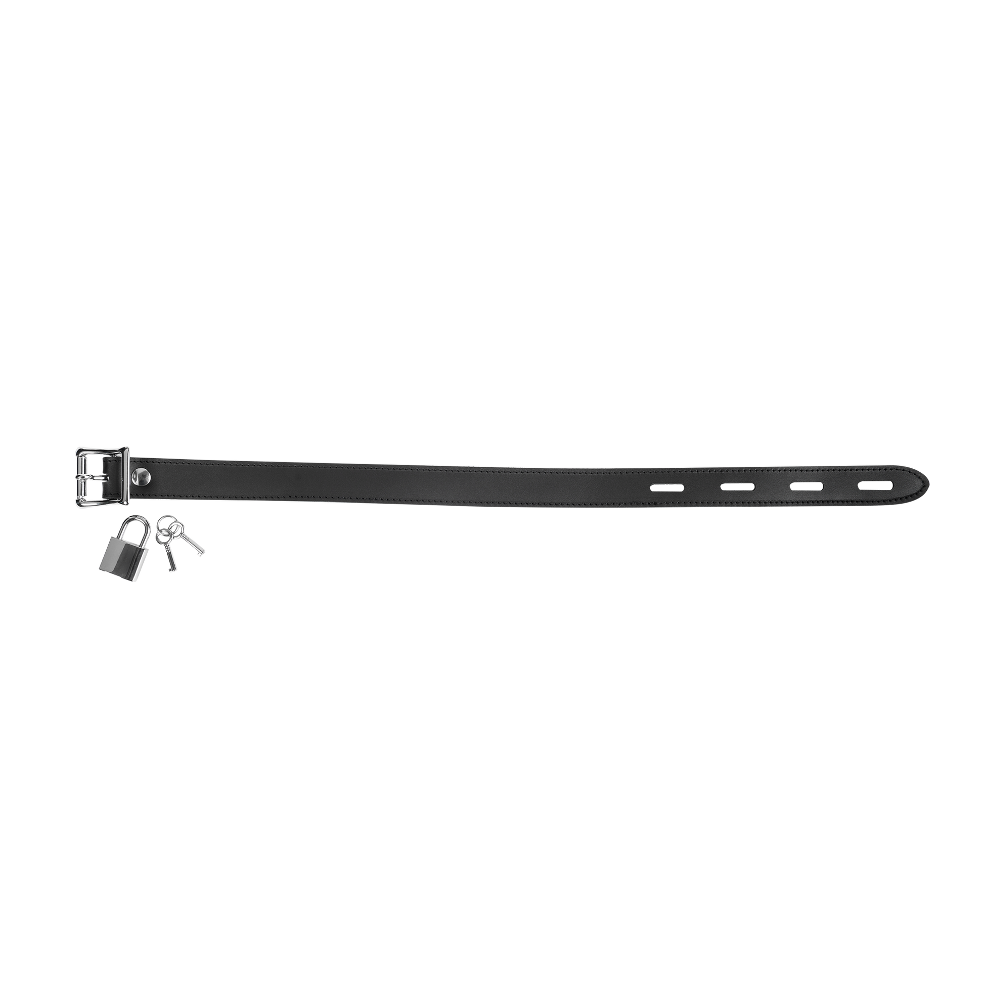 Rimba - Lederen Halsband met Hangslotsluiting - Zwart-Rimbastore.com