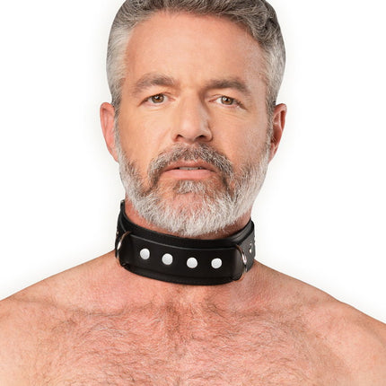 Rimba - Lederen Halsband met Dubbele D-ring - Zwart-Rimbastore.com