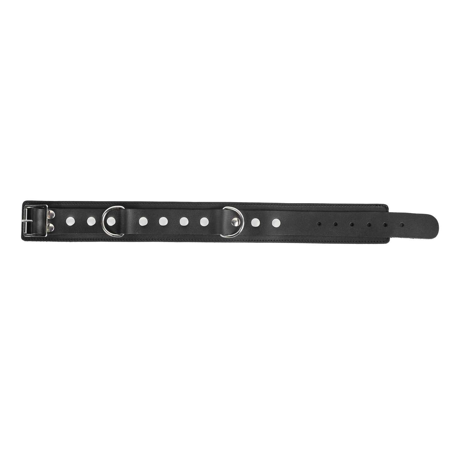 Rimba - Lederen Halsband met Dubbele D-ring - Zwart-Rimbastore.com