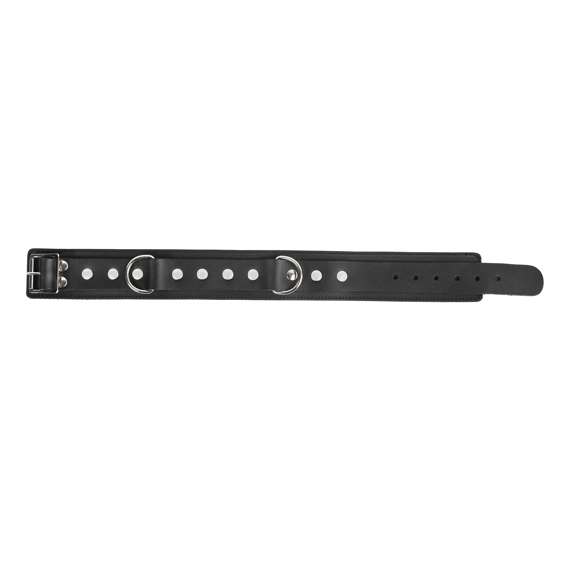 Rimba - Lederen Halsband met Dubbele D-ring - Zwart-Rimbastore.com