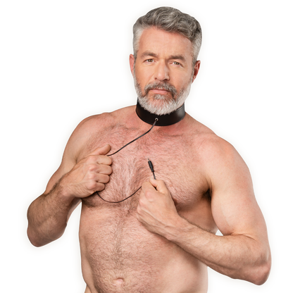 Rimba - Lederen Bipolaire Shock Halsband - Zwart-Erotiekvoordeel.nl