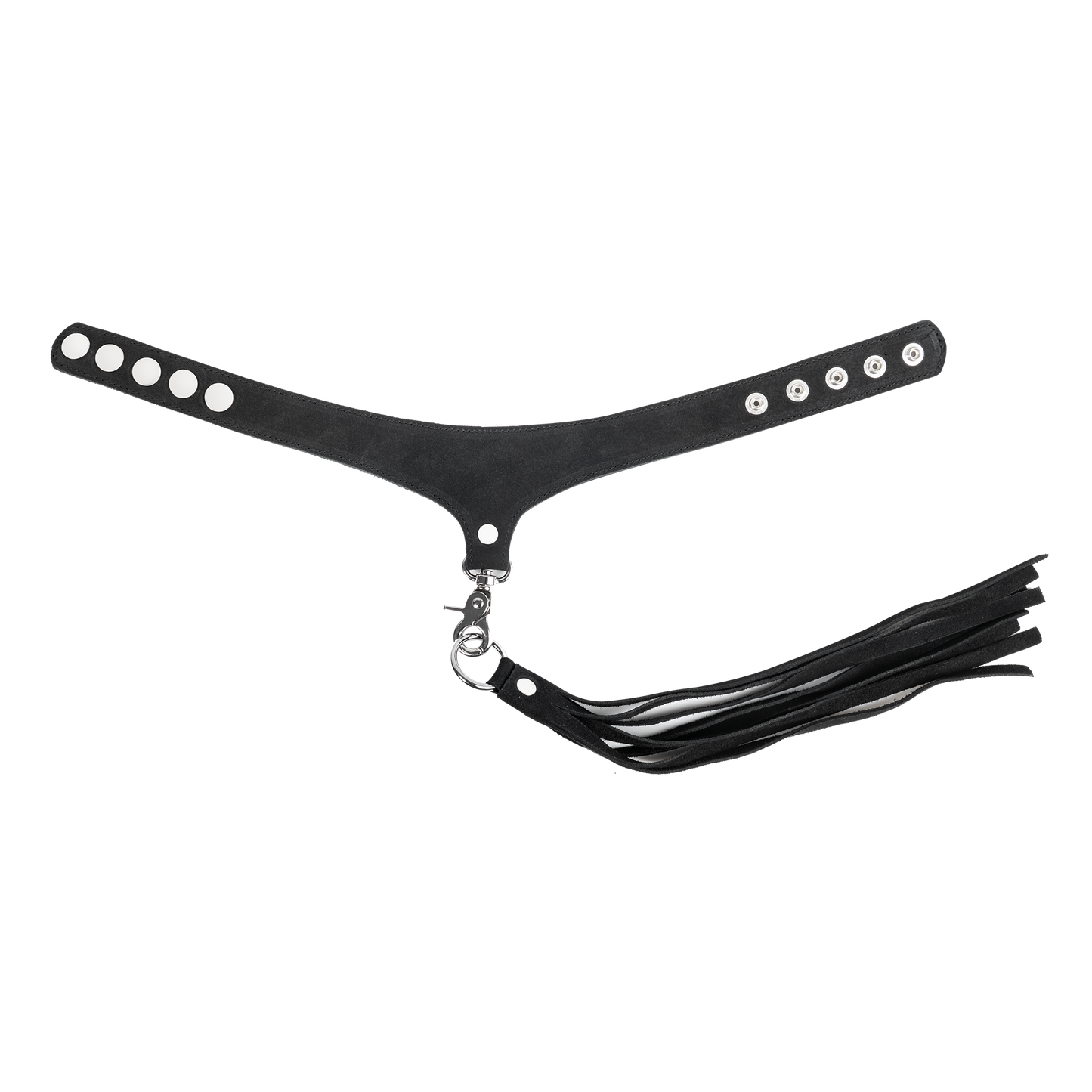 Rimba - Lederen Suède Halsband met Afneembare Flogger - Zwart-Rimbastore.com
