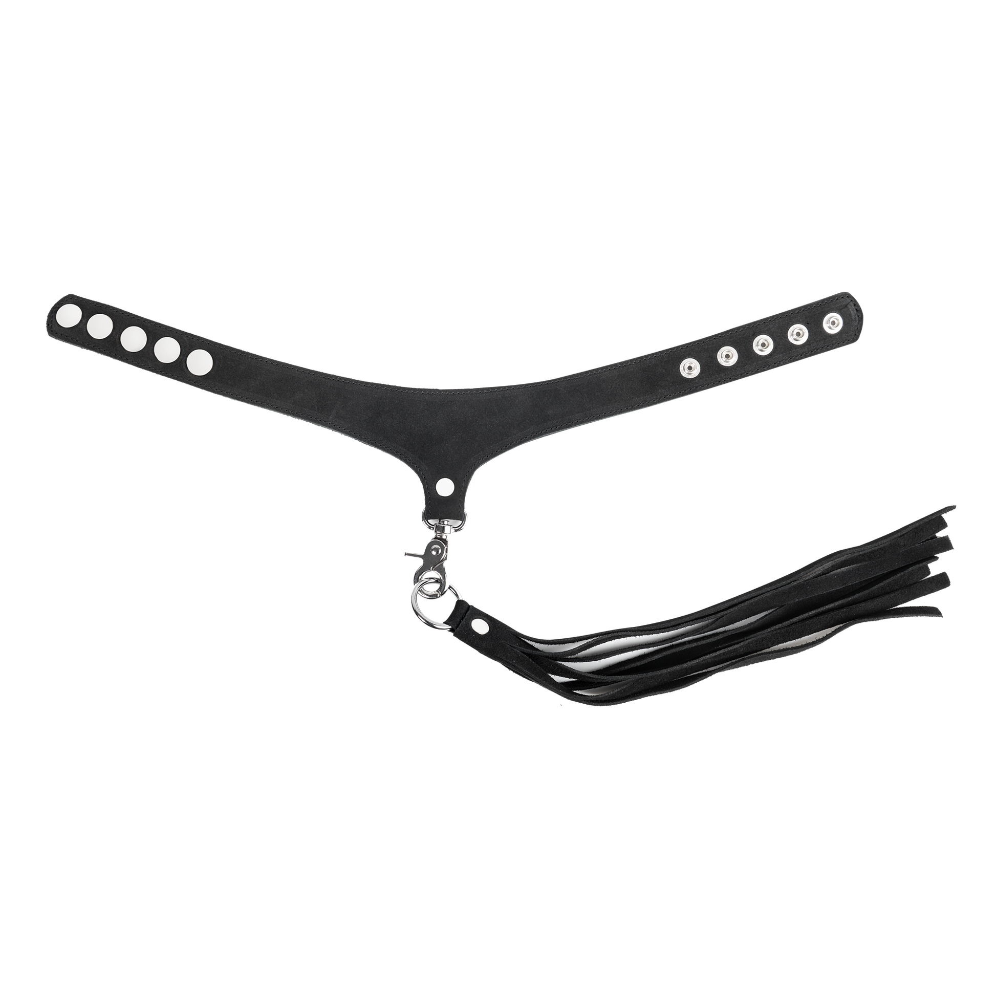 Rimba - Lederen Suède Halsband met Afneembare Flogger - Zwart-Rimbastore.com