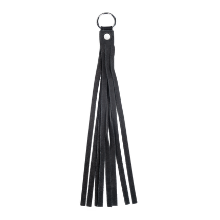 Rimba - Lederen Suède Halsband met Afneembare Flogger - Zwart-Rimbastore.com