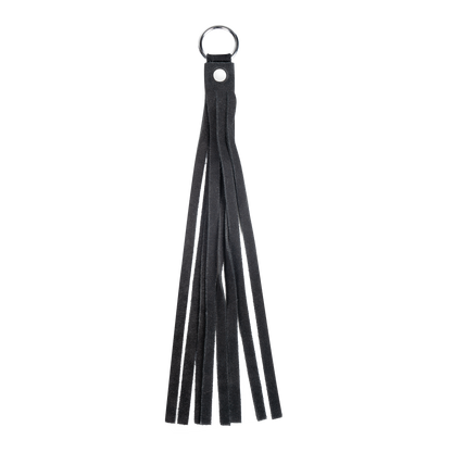 Rimba - Lederen Suède Halsband met Afneembare Flogger - Zwart-Rimbastore.com