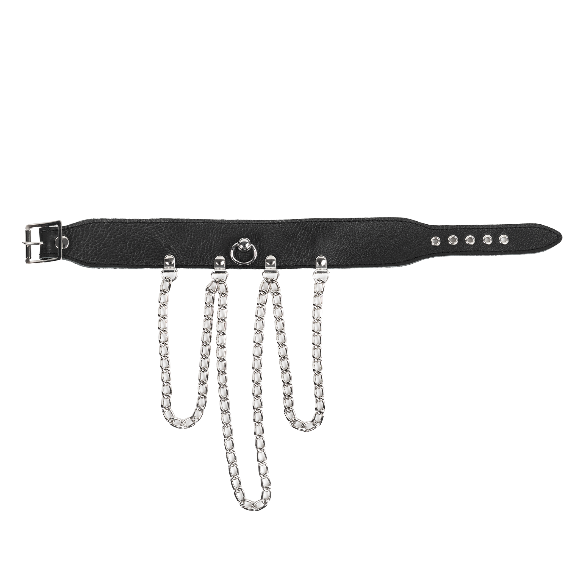 Rimba - Collar met Kettingen - Zwart & Zilver-Erotiekvoordeel.nl