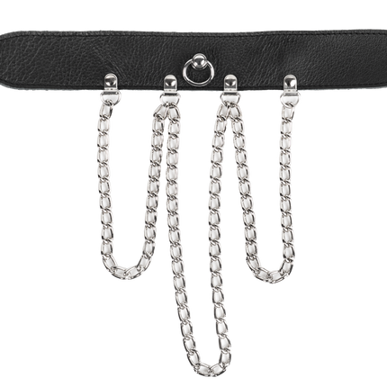 Rimba - Collar met Kettingen - Zwart & Zilver-Erotiekvoordeel.nl