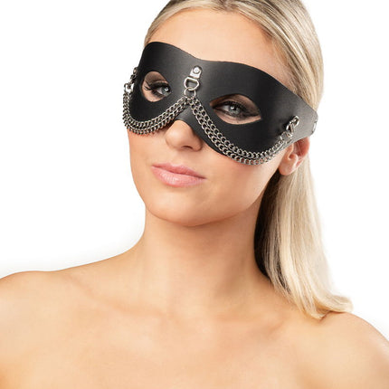 Rimba - Lederen Masker met Kettingdecoratie - Zwart & Zilver-Rimbastore.com