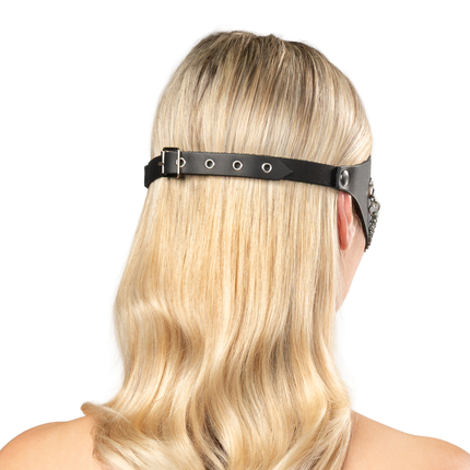 Rimba - Lederen Masker met Kettingdecoratie - Zwart & Zilver-Rimbastore.com