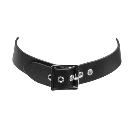 Rimba - Lederen Hoofdharnas met Collar en Neushaak - Zwart-Erotiekvoordeel.nl