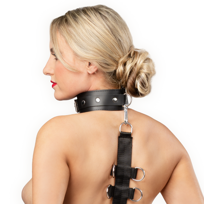 Rimba Bondage Play - Bondageset met Collar, Bondage Strap en Armboeien - Zwart-Erotiekvoordeel.nl