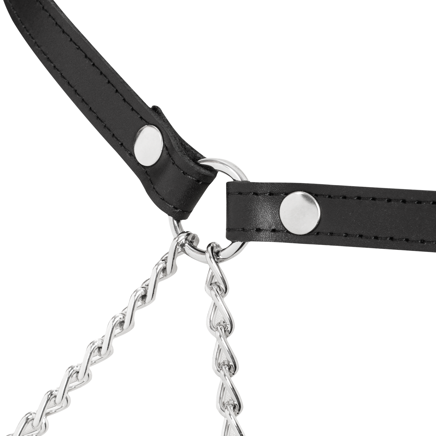Rimba - Lederen Bondage Harnas met Metalen Kettingen - Zwart & Zilver-Rimbastore.com