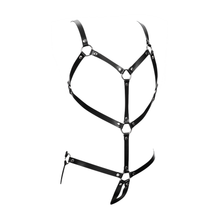 Rimba Bondage Play - Lederen Body Harnas - Zwart-Erotiekvoordeel.nl